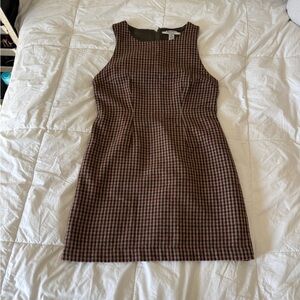 Old Navy Wool Blend Houndstooth Jumper Dress Plaid Sleeveless Shift Mini 6